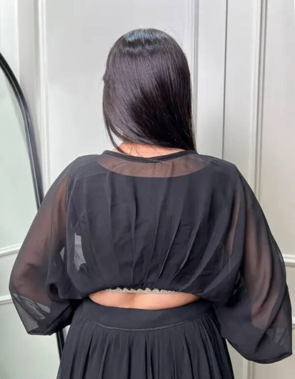 black royal embroidered lehenga set – georgette blouse & silk skirt