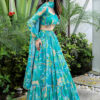 zyvra aqua blue floral georgette lehenga set