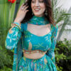 zyvra aqua blue floral georgette lehenga set
