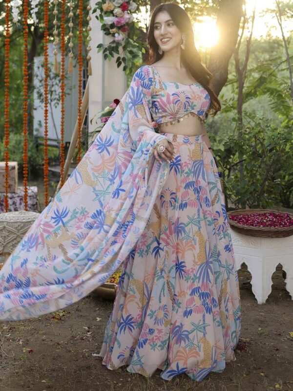 zyvra pastel pink floral georgette lehenga set zyvra pastel pink floral georgette lehenga set