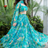 zyvra aqua blue floral georgette lehenga set