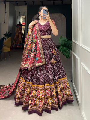 ikat tussar silk traditional lehenga set