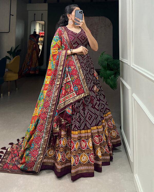 ikat tussar silk traditional lehenga set ikat tussar silk traditional lehenga set