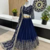 zyvra aqua blue georgette bridal lehenga set