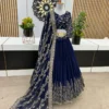zyvra aqua blue georgette bridal lehenga set