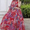 zyvra red floral georgette lehenga set