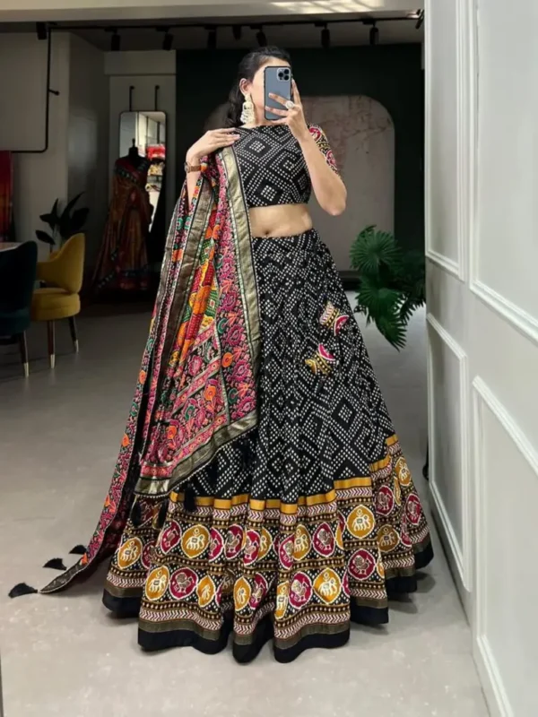 zyvra traditional bandhani tussar silk chaniya choli set