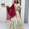 ivory peacock print indo western lehenga set