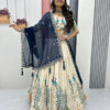 ivory peacock print indo western lehenga set