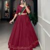 zyvra royal solid flared lehenga set with bandhani dupatta