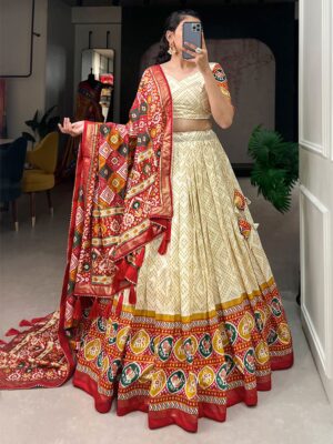zyvra traditional bandhani tussar silk chaniya choli set