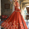 zyvra royal rust orange embroidered bridal lehenga