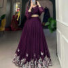 wine breathtaking embroidered georgette lehenga co ord set 6 1024x1024