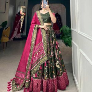✨ gujarati bandhani kalamkari tussar silk lehenga — premium festive edition