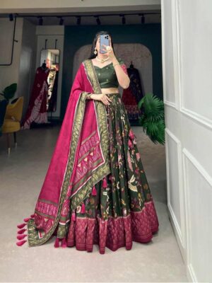 ✨ gujarati bandhani kalamkari tussar silk lehenga — premium festive edition