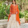 ivory silk lehenga with embroidered kurta & dupatta