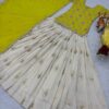 ivory silk lehenga with embroidered kurta & dupatta